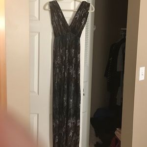 Peacock feather maxi dress