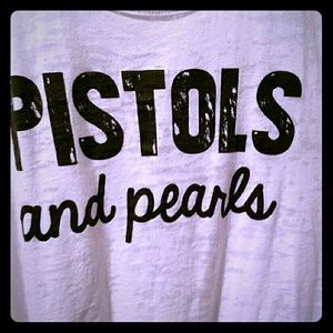 Pistols and pearls razerback white tank top