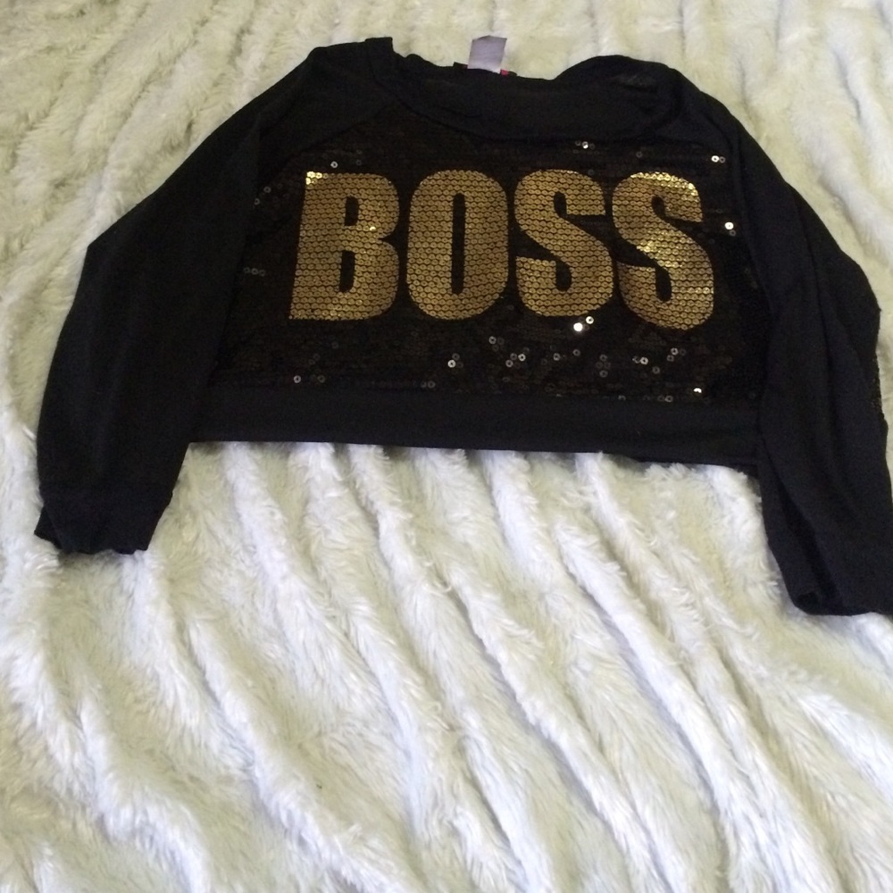 "Boss" long sleeve crop top