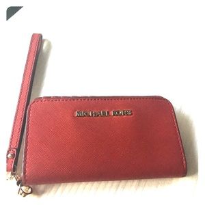 Michael Kors red leather wallet authentic