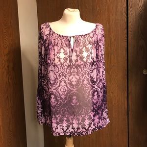 Sheer Flowing Purple Top by INC