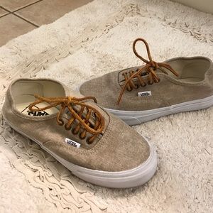 Vans Heather tan canvas with leather laces size 6