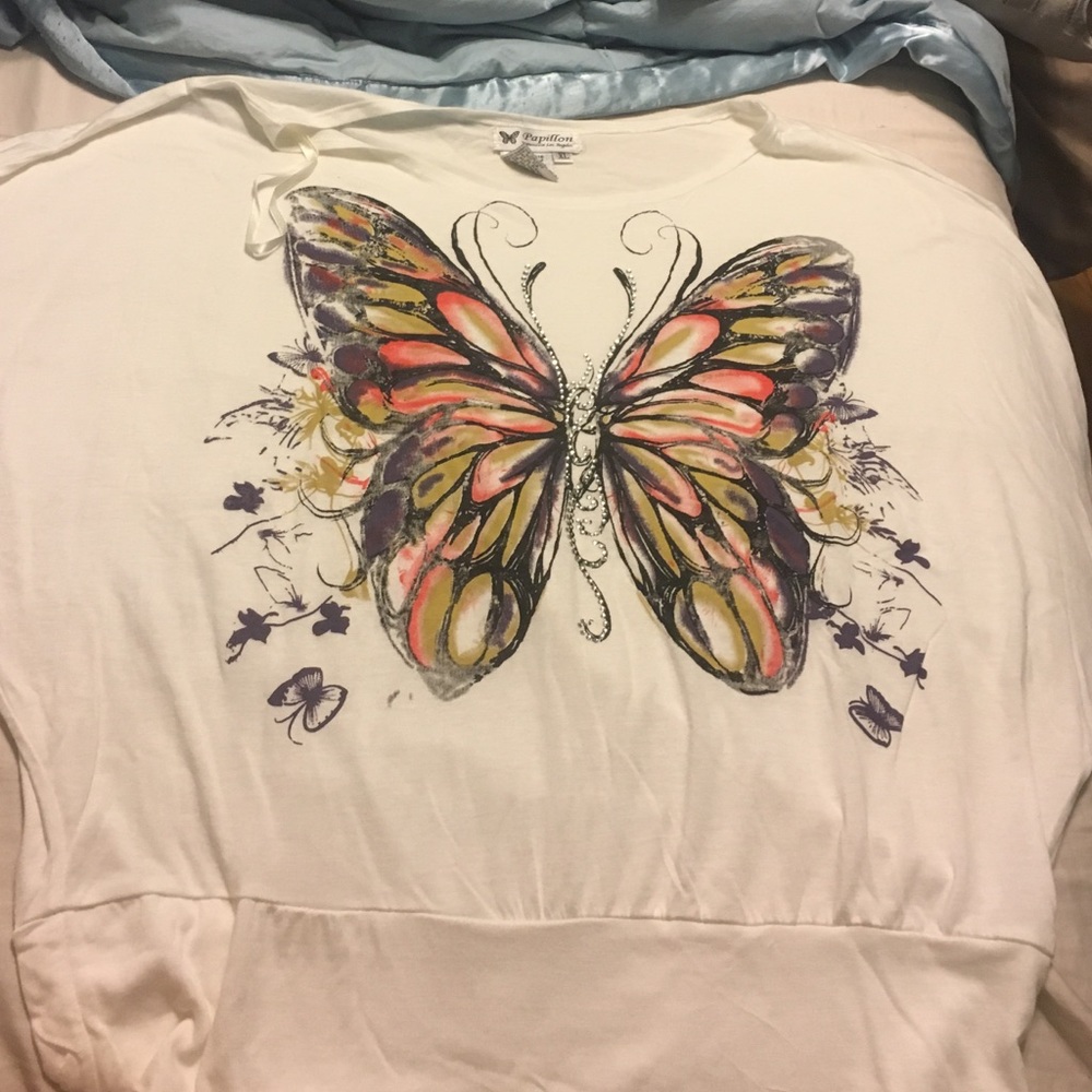 Rhinestone butterfly top