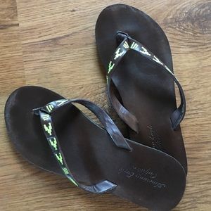 American eagle Aztec print flip flops