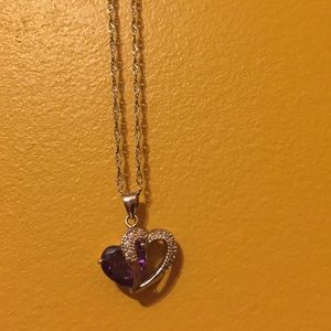 Love heart Romantic purple necklace pendant