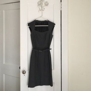 Black and white capped sleeve dress