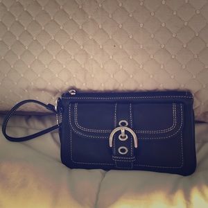 Black Coach Leather Wristlet