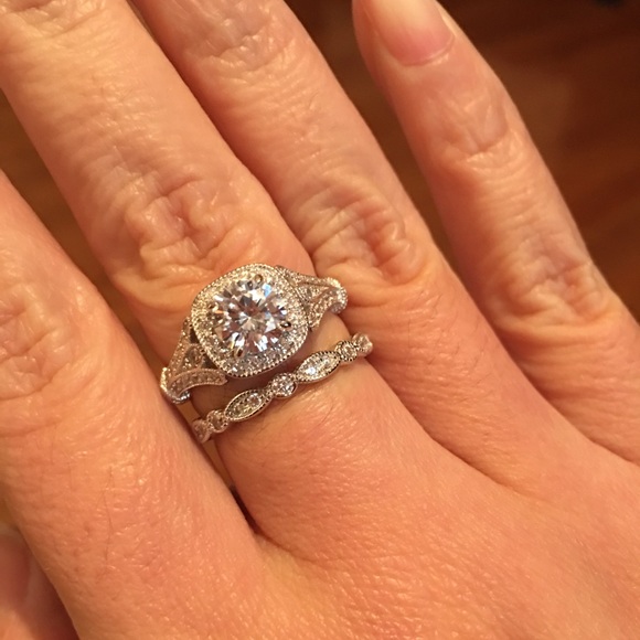 925 sterling silver engagement wedding ring set - Picture 4 of 4