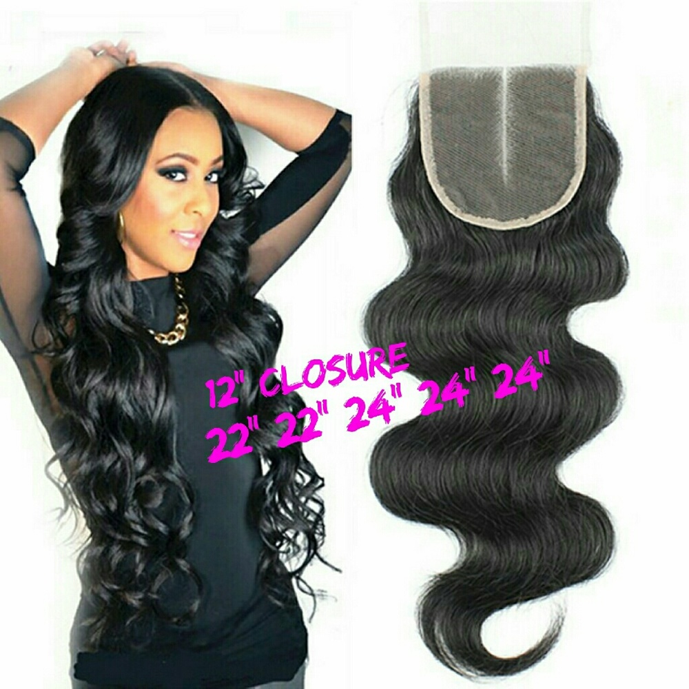 Virgin human hair Bundle and lace closure