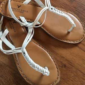White American eagle braided thong sandals