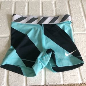 Nike Pro Teal and black striped spandex