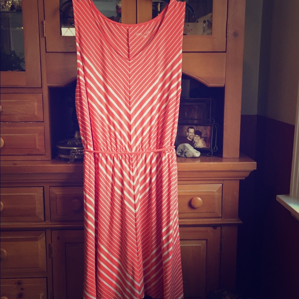 Orange Cream with White Stripe Dress