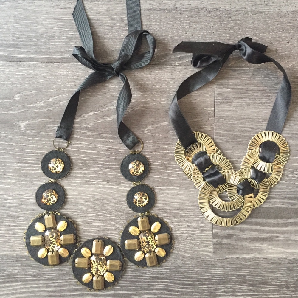 Macy's black ribbon necklaces (2)
