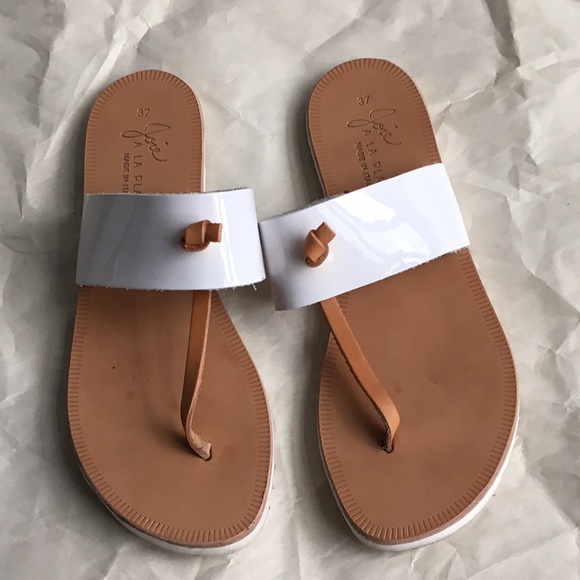 Joie Shoes - Joie W Malaga White Patent Sandals Size 37