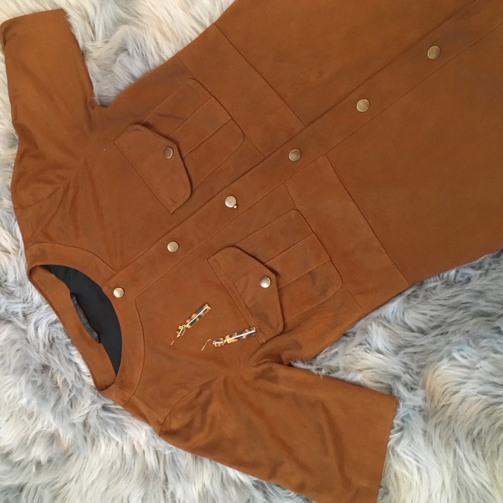 Zara Carmel Suede Dress