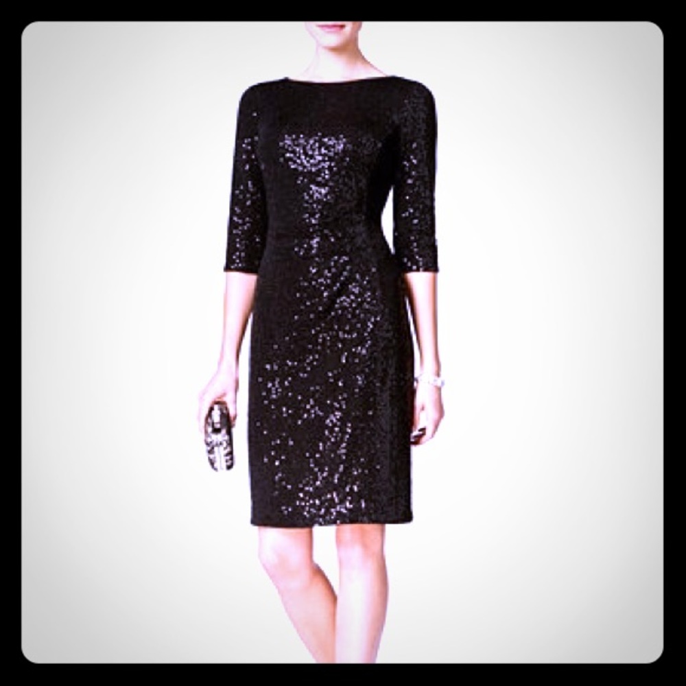 Vince Camuto Ruched Sequined Sheath dress