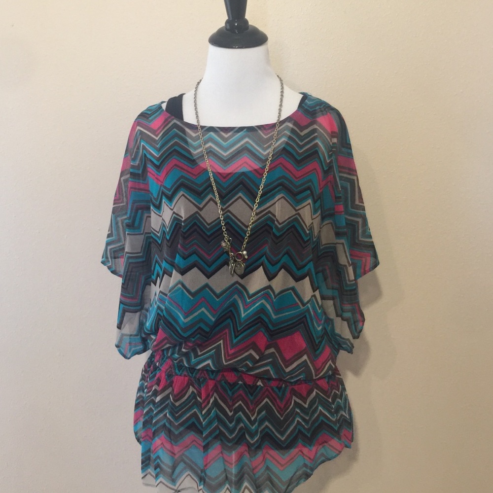 Fun International concepts sheer batwing blouse.