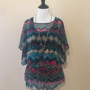 Fun International concepts sheer batwing blouse.