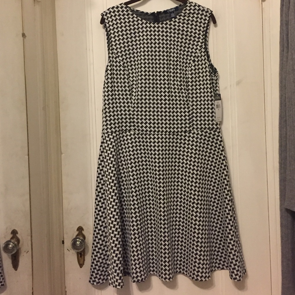 Chaps Black & White Houndstooth Dress