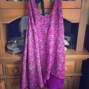 Asymmetrical Pink Tunic, Plus Size Cross Back