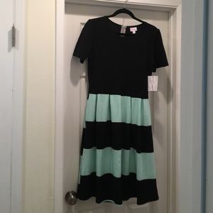 LuLaRoe large Amelia in aqua and black. New