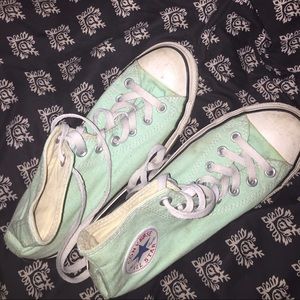 Tiffany blue/aqua high top converse READ DESCRIP