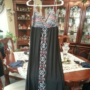 Black Pink & Blue Spaghetti Strap Dress