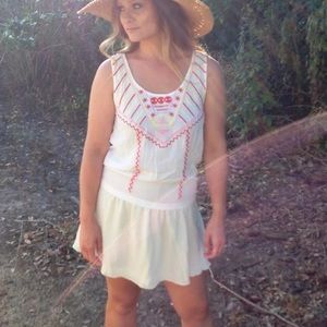 En Creme Bohemian Crochet White Summer Dress