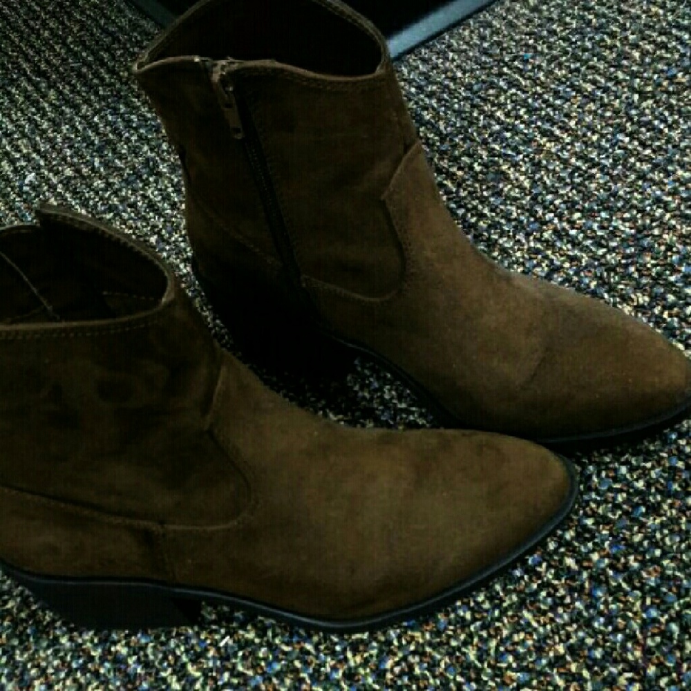 Faux Suede Brown Booties