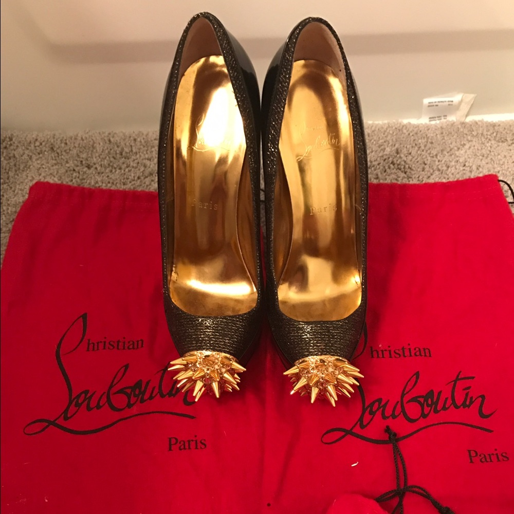 Christian Louboutin Sky High Pumps w/ gold spikes