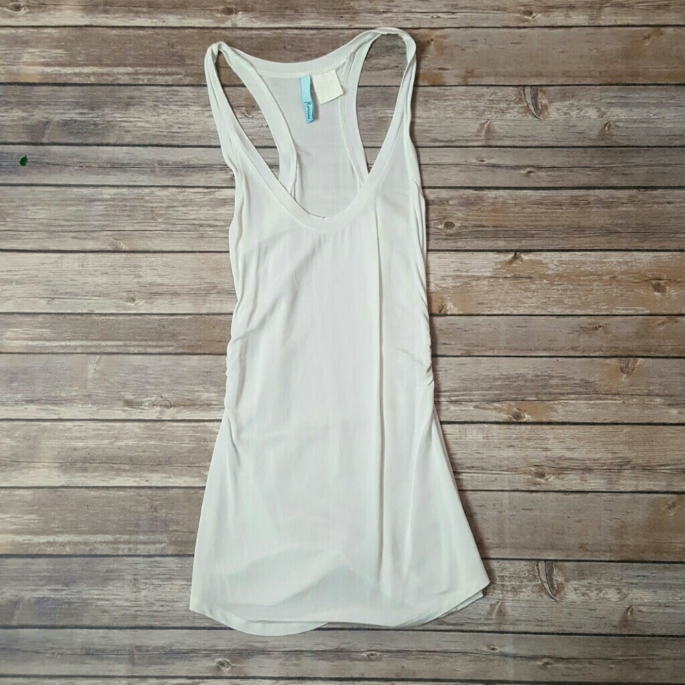 white silky tank top