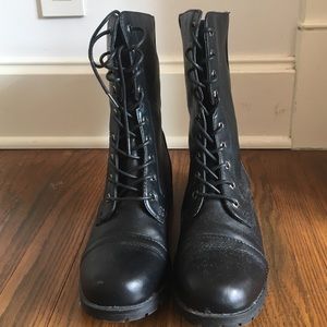 black combat boots
