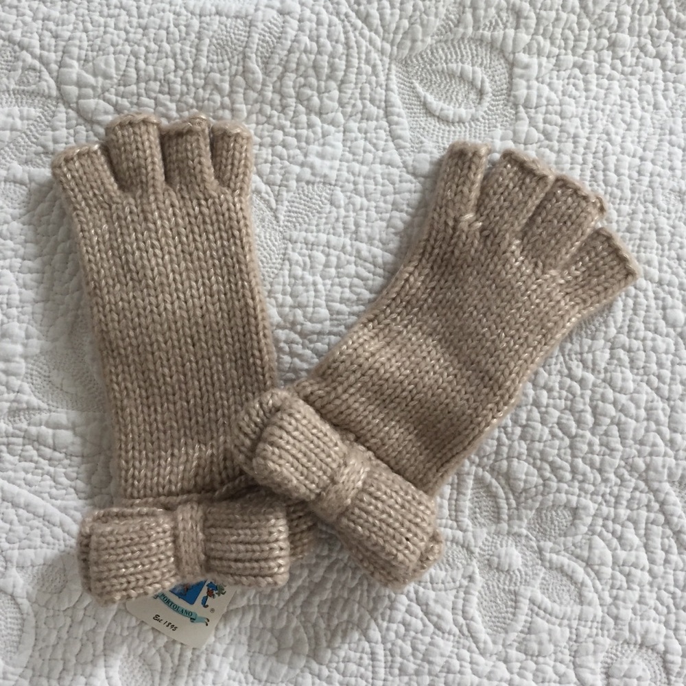 Fingerless knit PORTOLANO gloves with bow detail