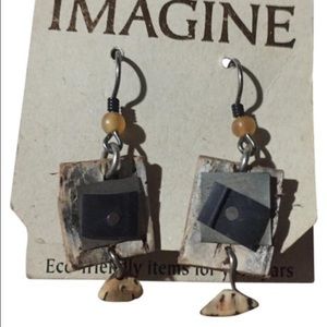 Anthropologie hand made birchbark earrings Eco