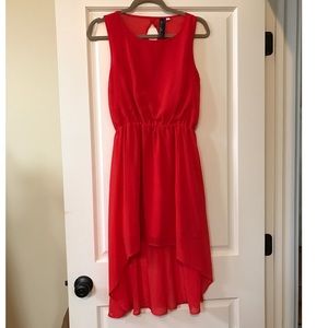Red High Low Dress With Open Back Detail