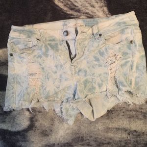Distressed, Acid Washed Denim Shorts
