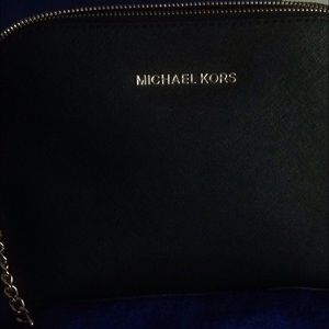 Michael kors black and gold satchel