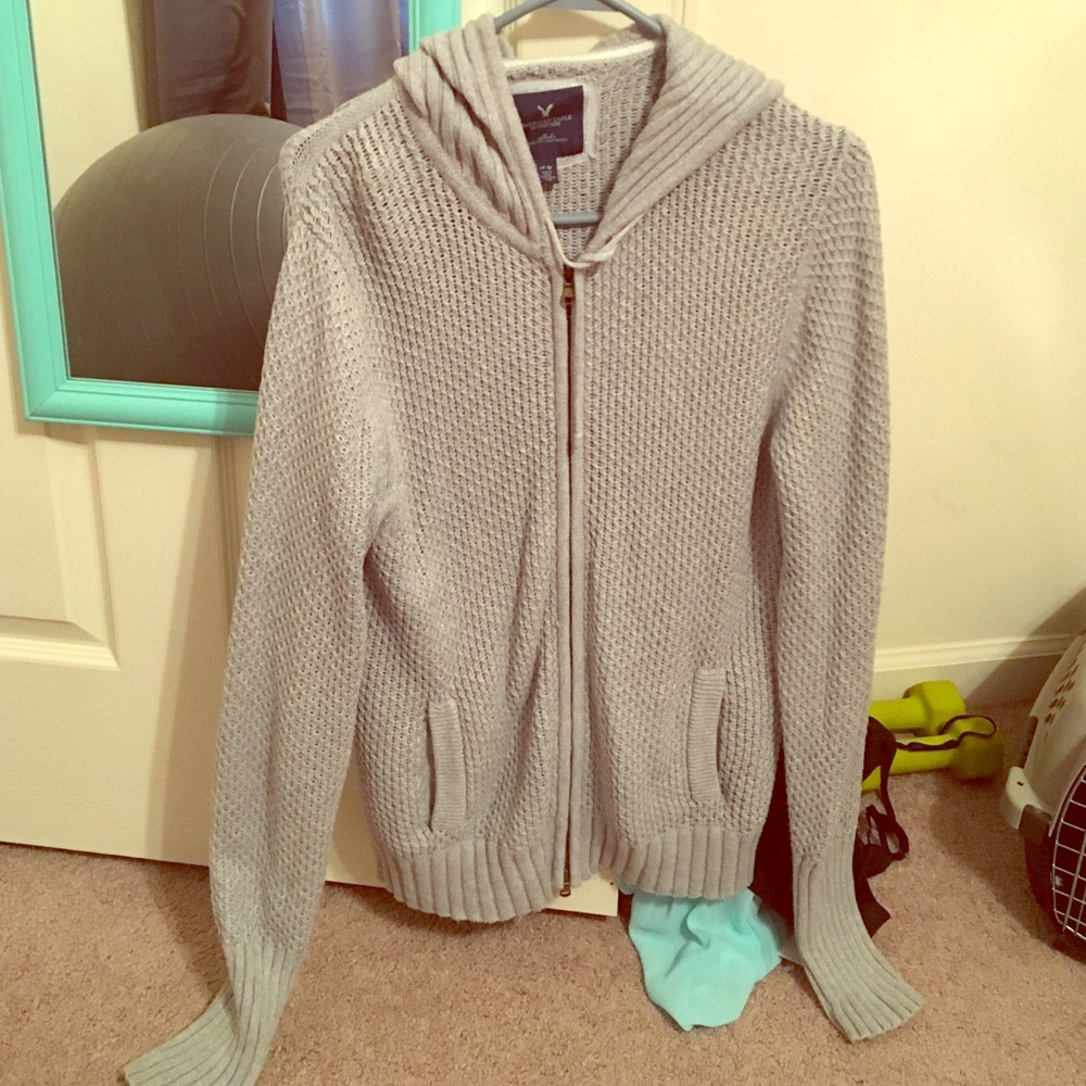 American eagle gray mesh sweater jacket!