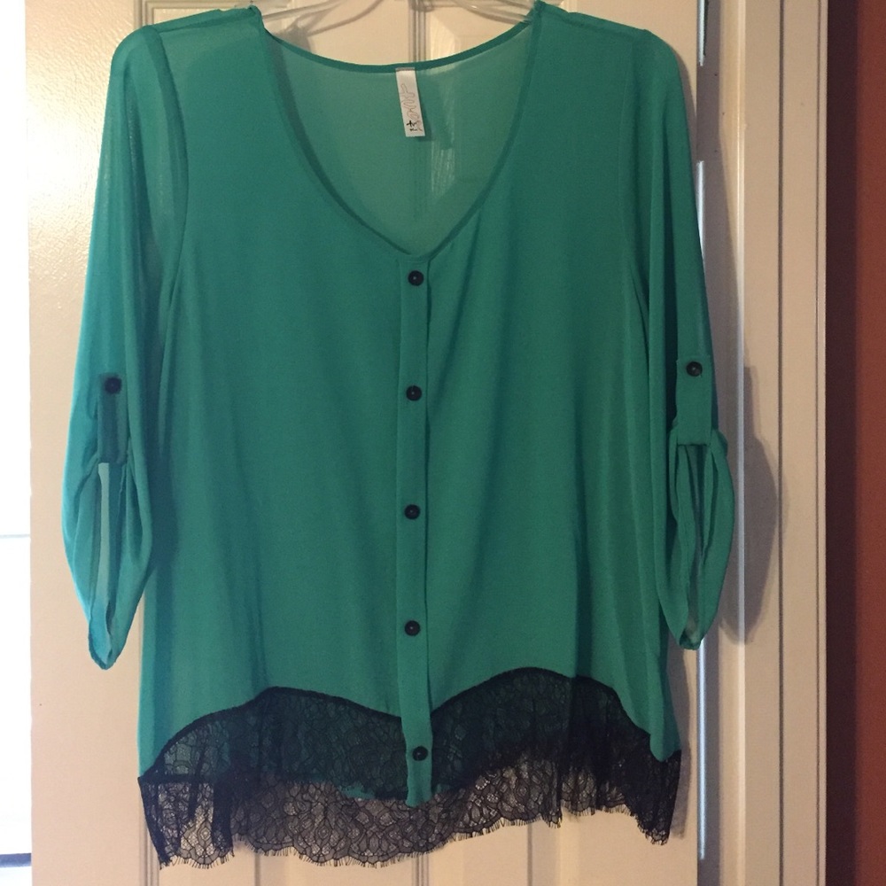 Green and Blue tops with Lace Detail
