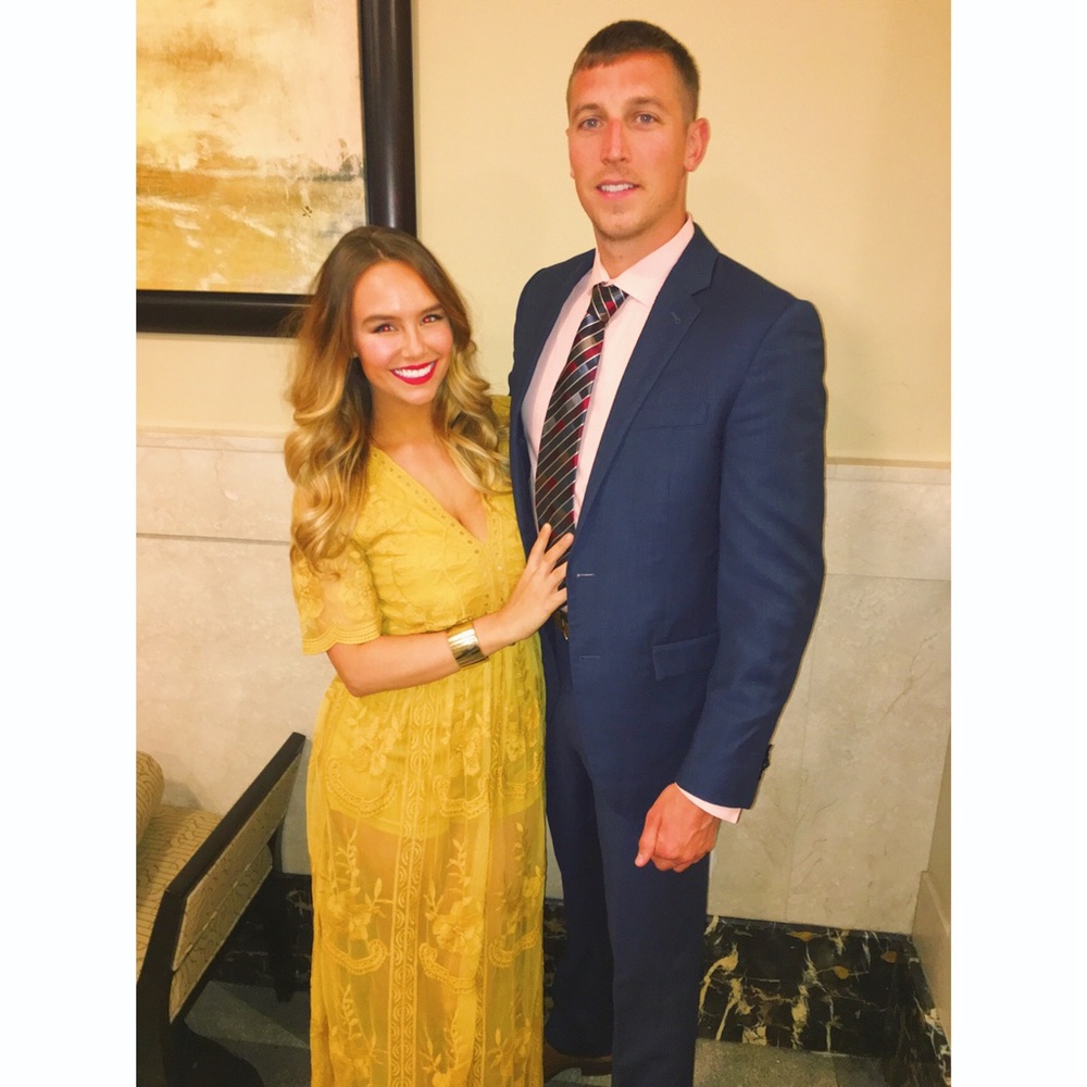 Yellow lace maxi romper