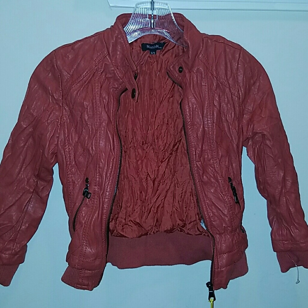 CRINKLED GIRLS LEATHER JACKET