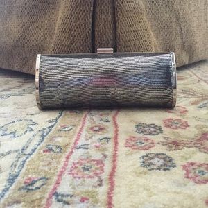 Kate Landry silver and black evening clutch