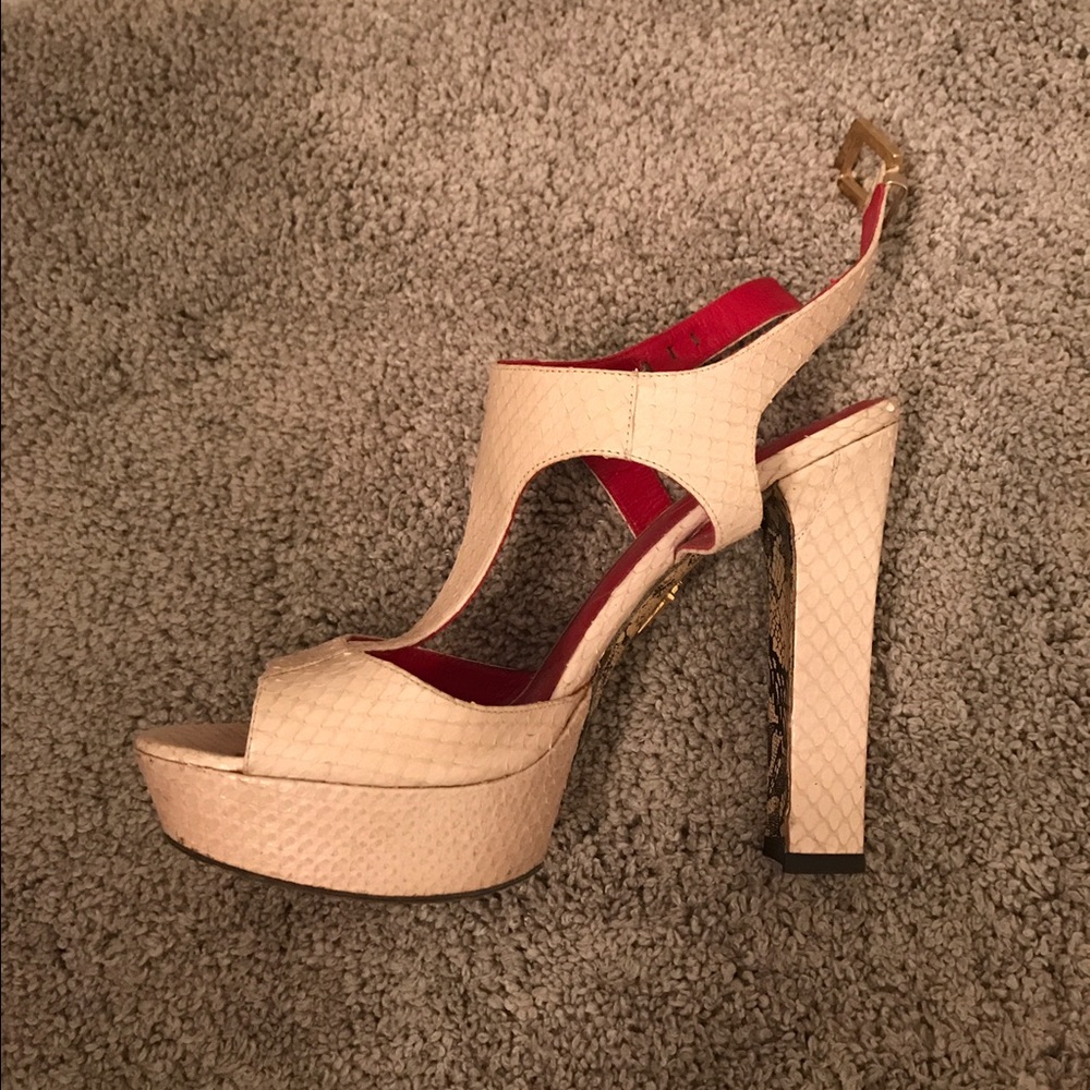 Cesare Paciotti Nude Snake Skin Heels