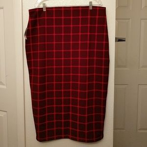 Red plaid skirt