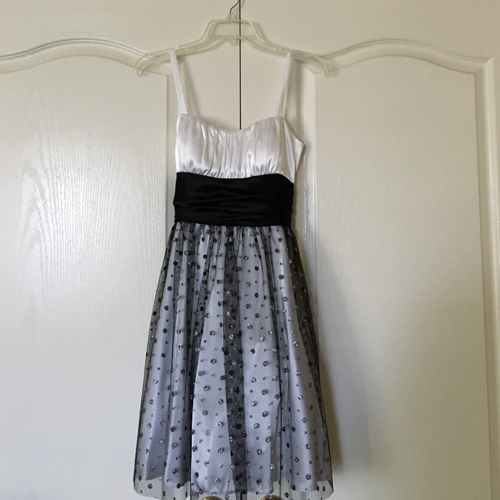Blondie Nites Sparkly Black & White Dress
