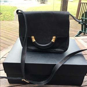 Rodo Firenze vintage leather shoulder bag, black.