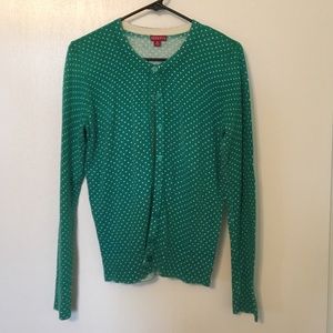 Merona green and white polka dot cardigan