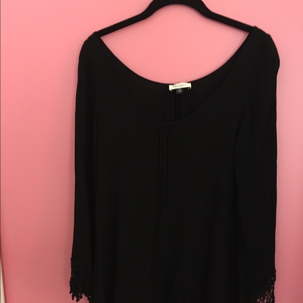 Boutique Black Lace Trimmed Dress