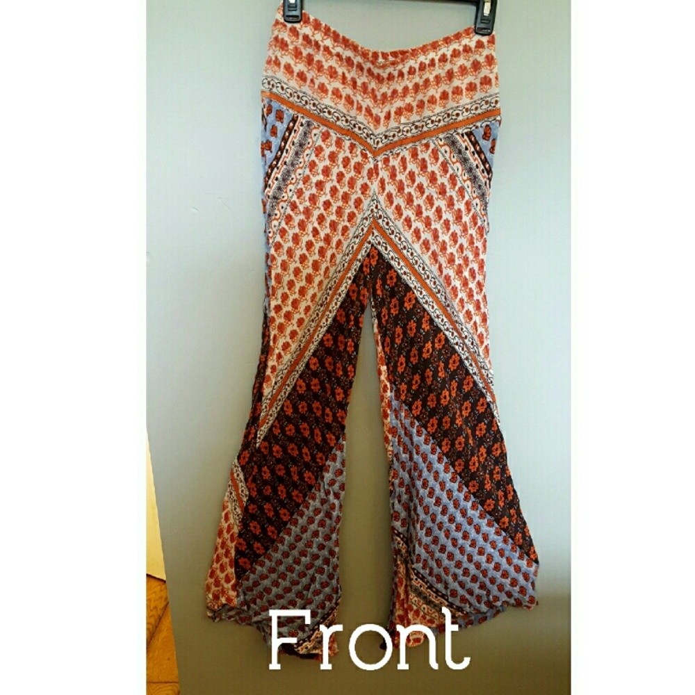 Wide leg patterned hippie pants