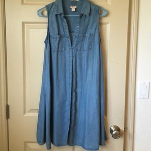 Denim shirt sleeve dress